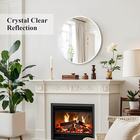 20 inch Fabuday White Round Mirror for Wall - Circle Mirror for Bathroom, Entryway, Living Room, Hallway, Bedroom