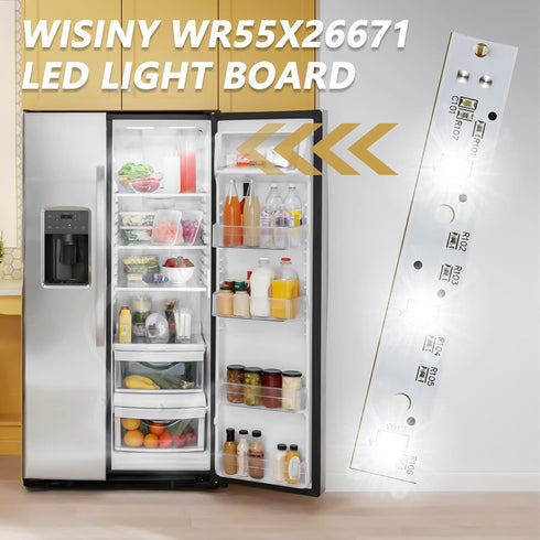 WR55X26671 Refrigerators LED Light Board 2PCS Compatible for GE LED Refrigerators Light Bulb GE Freezer Light Bulb Replacement PS11767930 AP6035586 4468532 EAP11767930 LED3344588