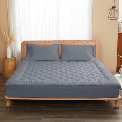 Twin XL Size Mattress Pad Cotton Top Cover for College Dorm, Quilted Fitted Protector with Deep Pocket