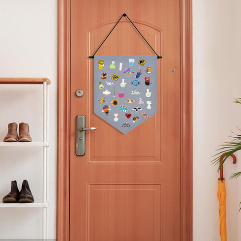 Wall Hanging Brooch Organizer Storage Board, Colorful Enamel Pin Badge Canvas Display Banner for Earrings Collection