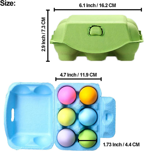 LayHyand Dozen 24 Pack, 6 Count 24 Half Egg Cartons Colorful Blank Natural Pulp Egg Holder for Chicken Eggs Reusable