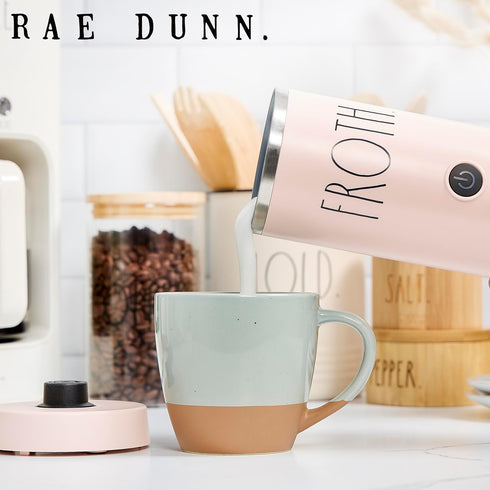 Rae Dunn Electric Milk Frother Steamer, Automatic Milk Steamer and Frother for Coffee, 550 Watt - Blush