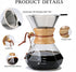 Pour Over Coffee Maker with Reusable Stainless Steel Filter, 27 oz Borosilicate Glass Carafe, Holds 4-6 Cups