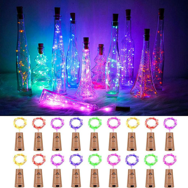SunKite Wine Bottle String Lights with Cork, 18 Pack, 20 LED 2M Mini Silver Copper Wire Fairy Lights for DIY Decor