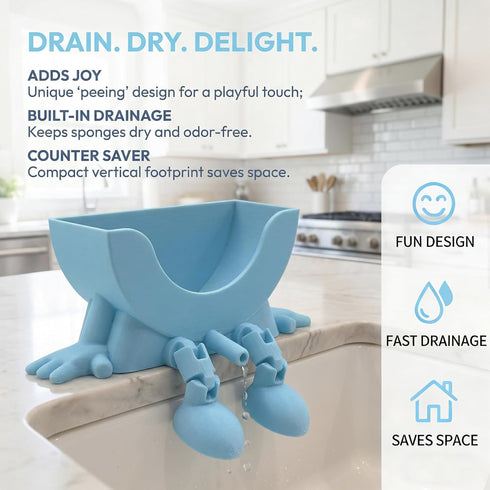 FKSWSQY 3D countertop Upgraded Hanging Sponge Rack with Drainage Holes, Suitable for Kitchen Sinks, Printed Fun Sponge