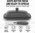 Countertop Zulay Butter Dish With Lid For - Porcelain Gray, Ceramic Butter Dish with Knob Handle Great for Cooking