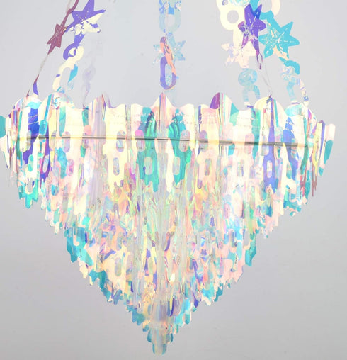 Frozen Hanging Decorations Iridescent Chandelier Shaped Foil Ceiling Hanging Ornament for Bridal Shower Wedding