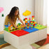 SHIMOYAMA Folding Storage Box for Duplo Blocks, 26 Qt. Foldable Toy Container, Blue with Building Lid