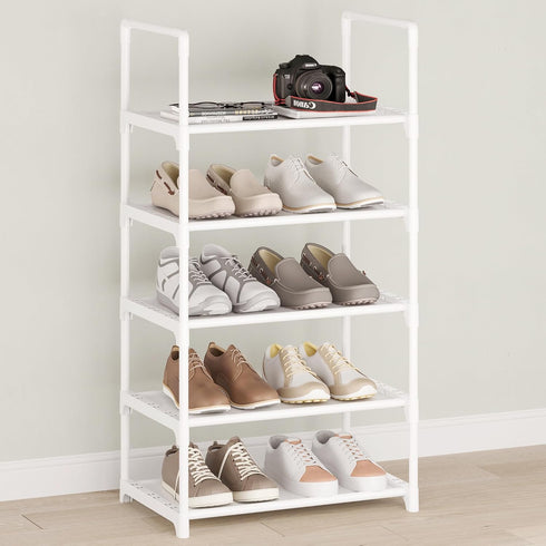 Hockmez 5-Tier Small Shoe Rack,Stackable Shoe Shelf Storage Organizer for Entryway Hallway Closet