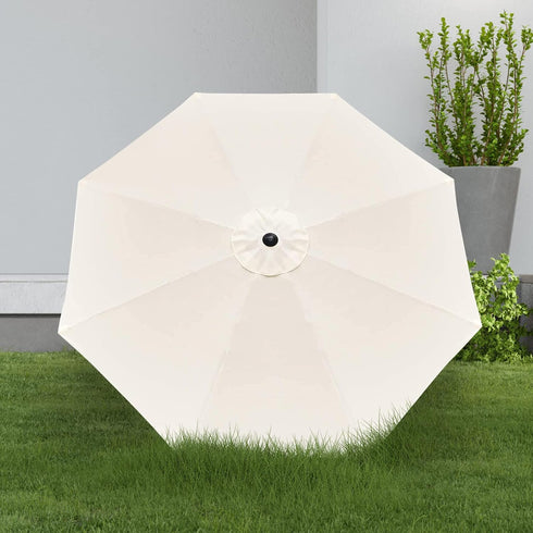 YSSOA 9' Patio Umbrella, Outdoor Table Market Yard Umbrella with 8 Sturdy Ribs, Beige