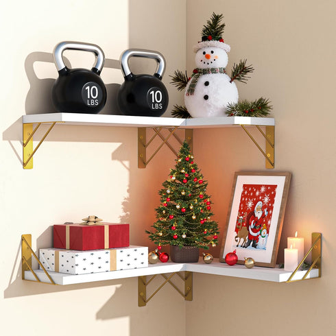 GoldSet 3) BAYKA Wall Shelves for Bedroom Decor, Floating Wall Shelves for Living Room Kitchen Storage, Wall Mounted