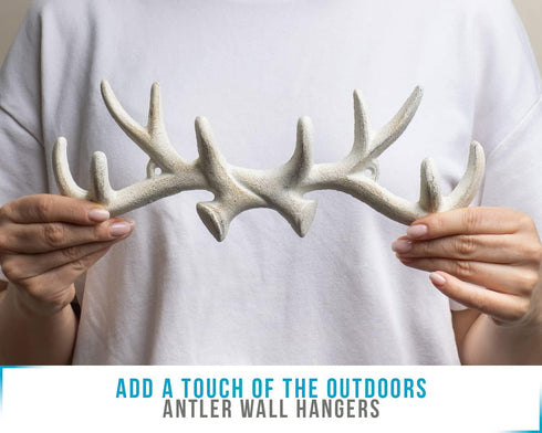Comfify Vintage Cast Iron Deer Antlers Wall Mounted Hooks | Antique White Metal Clothes Hanger Rack