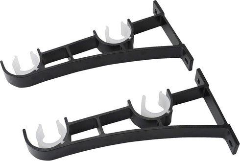 AddGrace Double Curtain Rod Brackets Set of 4 for Drapery Rod Window Hardware, Black