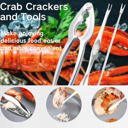 Set, 2 4 Seafood Tool Lobster Crackers & Forks, Stainless Steel for Crab Legs Lobster Nuts