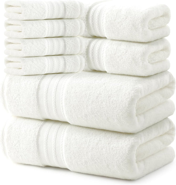 REDKISS 8 Piece Off White Towels Set - 100% Cotton Towels Set