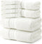 REDKISS 8 Piece Off White Towels Set - 100% Cotton Towels Set