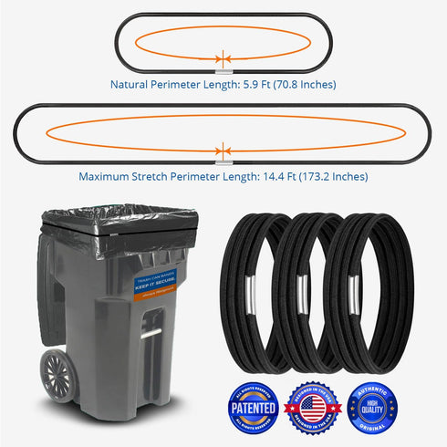 Set 3, 55, 65, 96 Large Rubber Bands for Garbage Can of Fits Gallon Trash Cans, Hongmed Trash Can Rubber Bands Durable