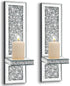 Pibeyer Set 2, Crystal Crush Diamond Wall Candle Holder of Silver Mirrored Candle Sconces, Home Wall Decoration