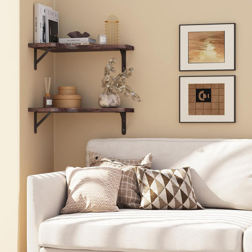 Room(Set 4 YGEOMER Corner Floating Shelves, Wall Mounted Corner Shelf for Bathroom, Kitchen, Bedroom, Home Decor