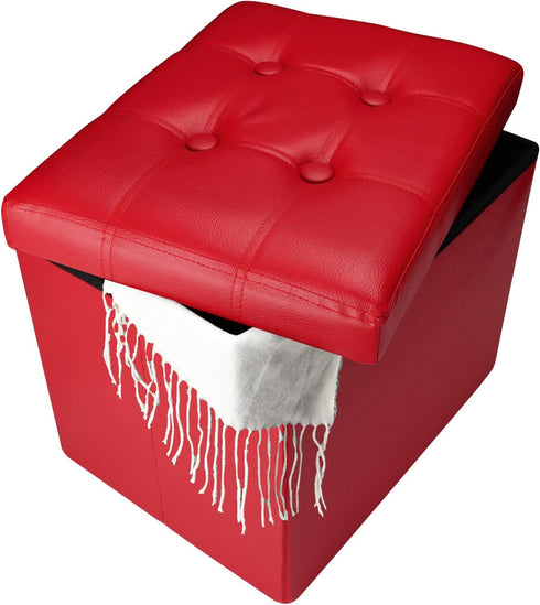 Bsketa Storage Ottoman, Folding Foot Stool with Thicker Foam Padded Seat Small