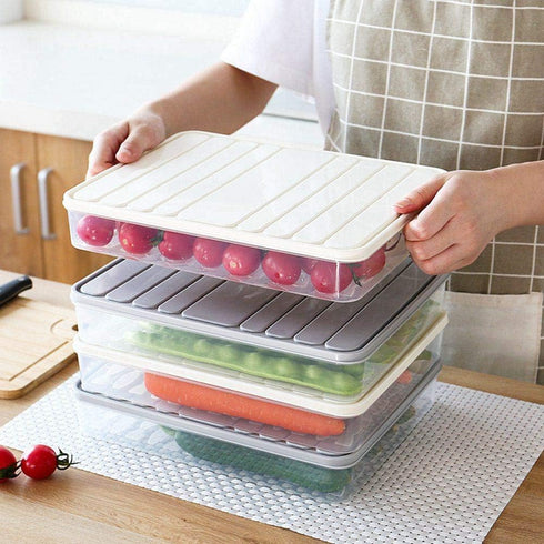 Food Storage Bin Vegetable Organizer with Lid, Clear Fridge Crisper to Keep Food Fresh, BPA Free Kitchen Organizer