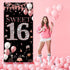 Sweet 16 Birthday Door Banner Backdrop, Happy 16th Birthday Decorations for Girls, Rose Gold, 6.1ft x 3ft