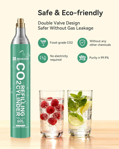 CO2 CO2 CO2 (1PCS) MOKKOM Cylinder for Soda Maker, Exchange Canister, Threaded Style, Compatible with All 'Screw-In'