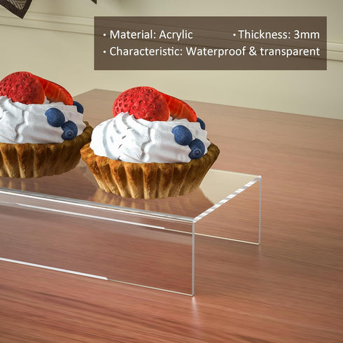 3pcs, 12-1'', 2'', 3'' Sezanrpt Rectangular Acrylic Display Risers Stands Dessert Table Display Rack, Clear Display