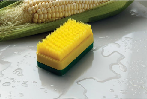 HIC Kitchen Corn Cleaning Brush & Vegetable Scrubber with Dual-Textured Bristles