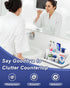 Homtalker Counter 2 Pack 7 Countertop Bathroom Organizer and Storage with Qtip Holder Dispenser, Slots Detachable