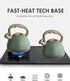 2.7 (JX2020-SB30) Poliviar Tea Kettle, Quart Seaweed Green Finish with Wood Pattern Handle Loud Whistle Food Grade