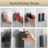 2 3M Toilet Brush and Holder Wall Mounted, Black Aluminum with Replaceable Heads, Bathroom Toilet Brush, Drill
