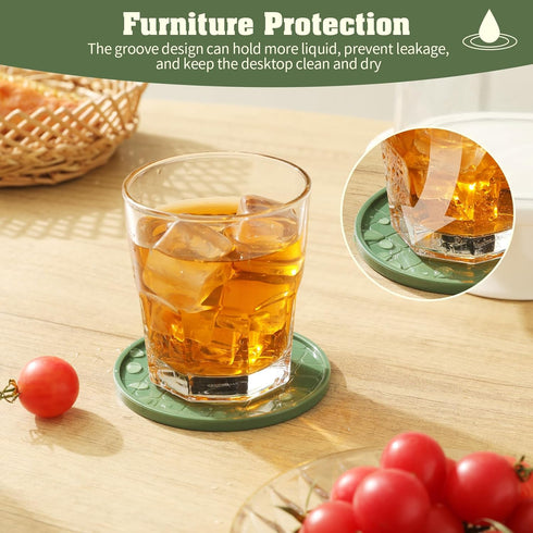 TLitdr Set 6,Hot 6pcs) Coasters of or Cold Drink Coasters with Holder,Modern Style Coffee Table Coaster,Suitable