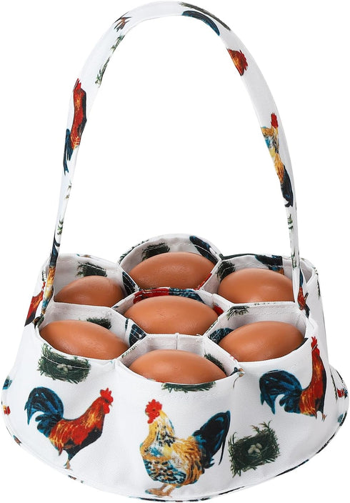 Egg Collecting Basket, Canvas Egg Basket for Gathering with 7 Pouches for