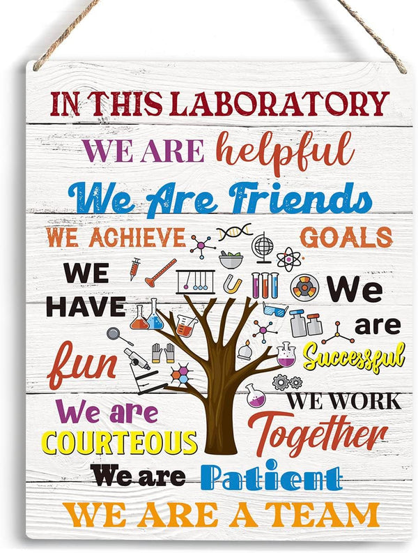 Science Classroom Decor: Science Wall Art, "In This Laboratory We Are Patient" Wooden Hanging Sign for School
