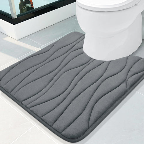 Buganda U-Shaped Toilet Rugs 24x20, Dark Grey, Ultra Soft & Absorbent Non-Slip Bath Mat, Machine Wash Dry