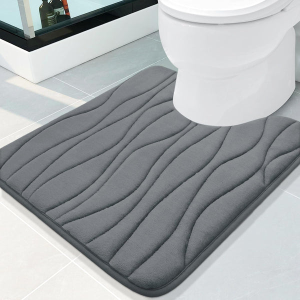 Buganda U-Shaped Toilet Rugs 24x20, Dark Grey, Ultra Soft & Absorbent Non-Slip Bath Mat, Machine Wash Dry