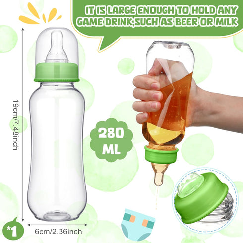 Hushee 12 Sets Funny Plastic Bottle Chug Baby Shower Games Juegos Para Plastic Baby Bottles Disposable Diapers Gender