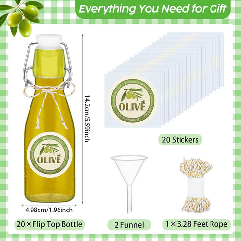20 Pack Favors(5.07 oz,Clear) Queekay Mini Swing Top Glass Bottles for Vanilla Extract Homemade Olive Oil Bottles