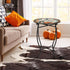 Weogot 14 Personality Round Side Table, Funny Patio Accent Weather Resistant Metal Side Table for Livingroom Patio