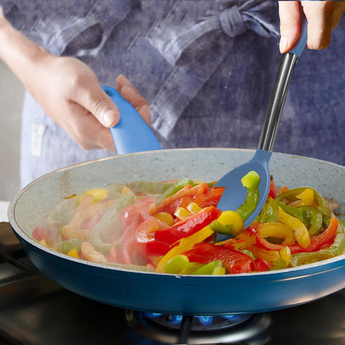 Silicone Spatula and Cooking Spoon Set - 5 Pack with Solid & Slotted Spoons, Heat Resistant, Starry Blue