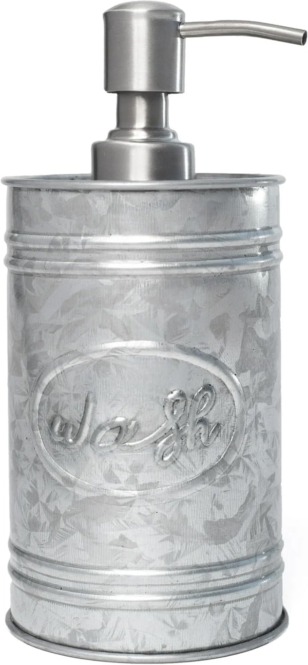 Autumn Alley Galvanized Farmhouse Soap Dispenser, Rustic Kitchen & Bathroom Accessories, 17.5 oz, Grey
