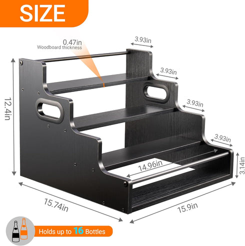 YQBRAO 4-Tier Liquor Bottle Display Shelf, Coffee Syrup Rack Organizer, Water Bottle Organizer, Mini Bar Cabinet