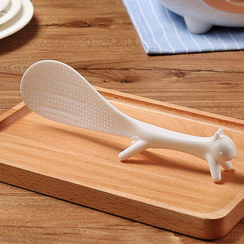 3 Piece Non-stick Rice Spoon Set, Creative Household Kitchen Tools, Lovely Squirrel Shape, Gray, White, Orange
