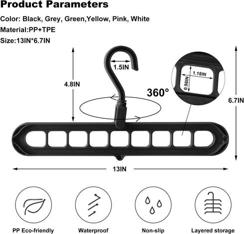 Closet Organizers and Storage, College Dorm Essentials, Multifunctional Magic Hangers with 9 Holes