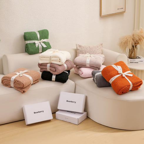 Cozy 53x71) bearberry Super Soft Fluffy Throw Blanket Lightweight Warm Throw Blankets for Couch Bed Sofa All Season