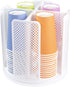 Rotating Paper Cup Dispenser with 4 Compartments, Removable Plastic Cup Storage & Lid Holder for Kitchen Countertops