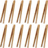 12 Pcs Bamboo Tongs, 7 Inch Toast Tongs for Serving Pickle, Muffin, Cheese, Fruits, Salad, Toast & Bread