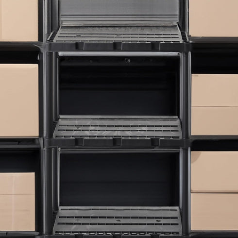 Gracious Living 4 Shelf Knect-A-Shelf, Ventilated Light Duty Storage Unit for Home, Garage, Basement, Black