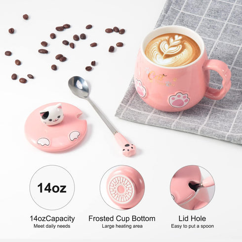 Bgbg Coffee Mug Warmer & Cute Cat Mug Set, Electric Beverage Cup Warmer for Desk with Three Temperature Settings